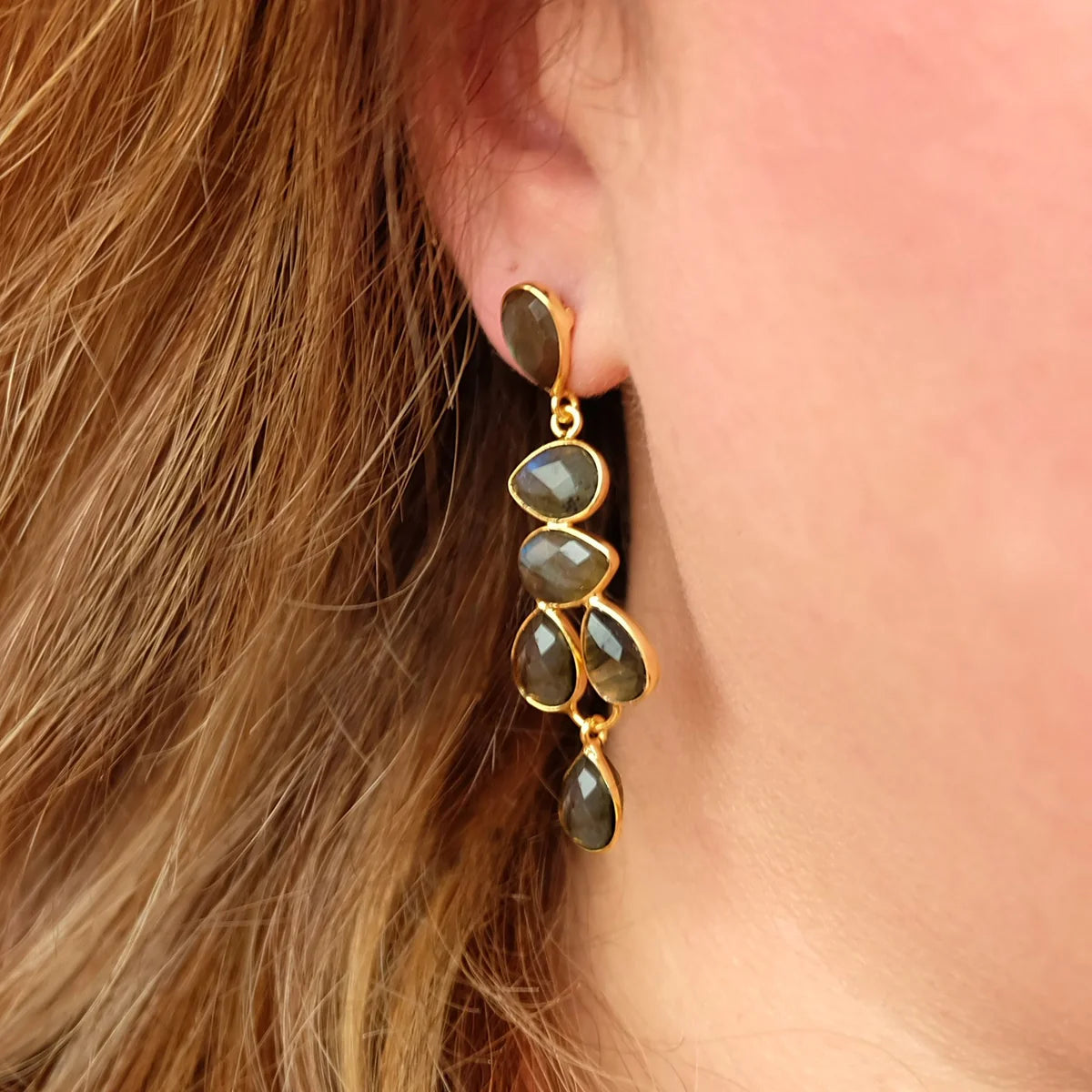Labradorite raindrop earrings
