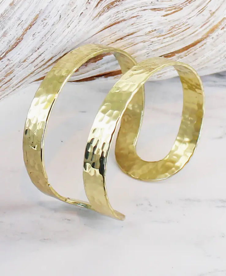 Beaten metal double cuff