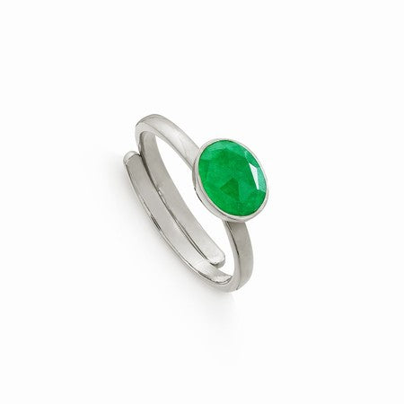 Atomic Mini Emerald Quartz Silver Ring - Native Self