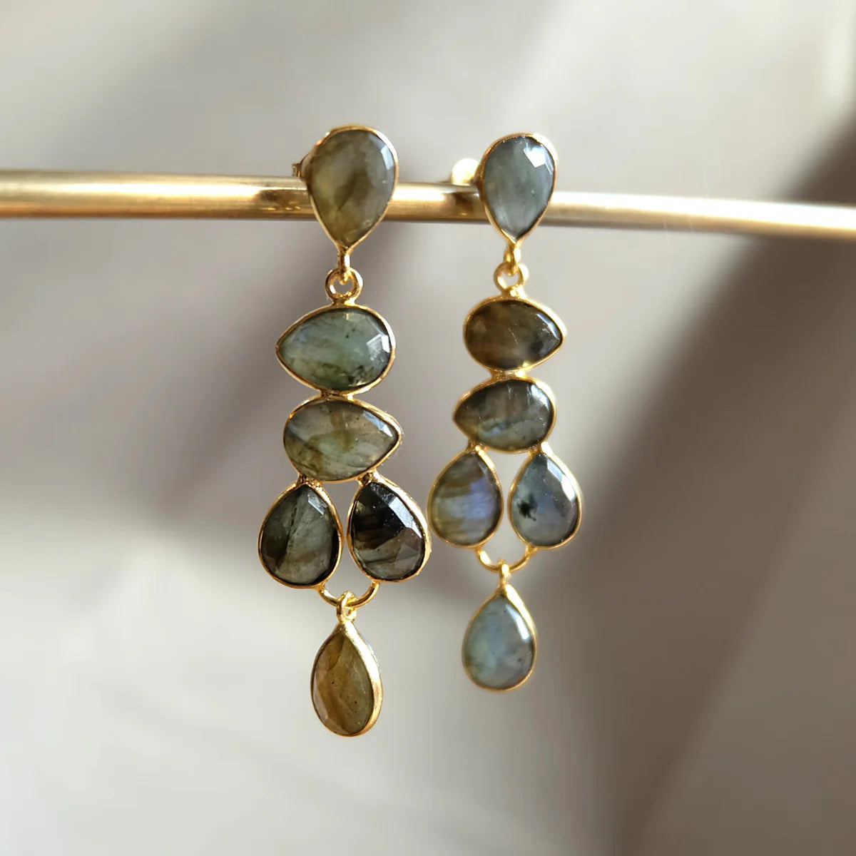 Labradorite raindrop earrings